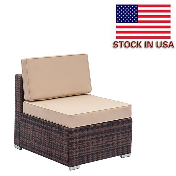 

us stock garden party single sofa rattan sofa furniture high fashion outdoor sofa comfortable cushioned rest sofa-stool