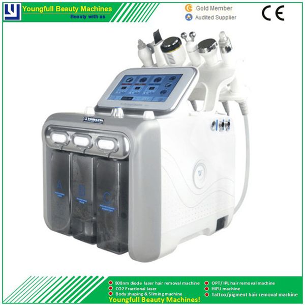 

6 in 1 microcurrent face lifting machine p rejuvenaiton microdermabrasion sun spots wrinkle removal deep cleansing hydrafacial machine