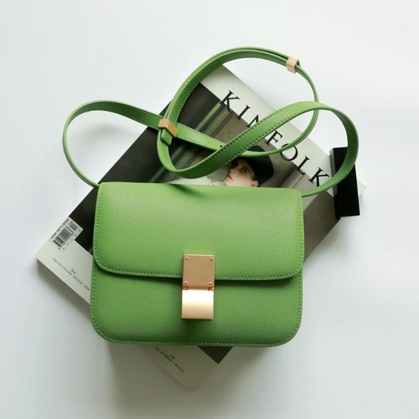 

18cm new mine tofu bag cow leather shoulder messenger portable small square fashion bag flight attendant bags for women 2020