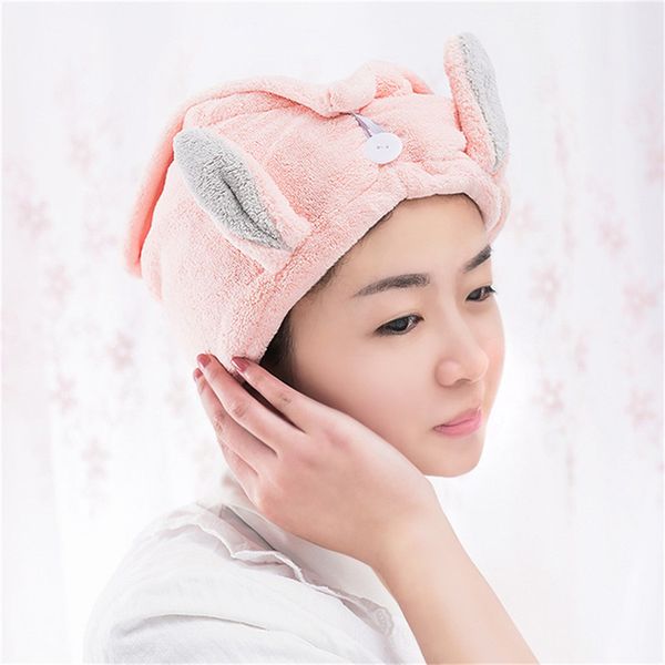 

fashion quickly dry hair hat microfiber solid color girls ladies shower cap strong water absorb drying towel