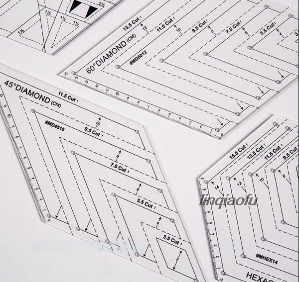 

high-quality multi-functional patchwork ruler, triangle hexagon trapezoidal diamond ruler, diy hand sewing tool, Black