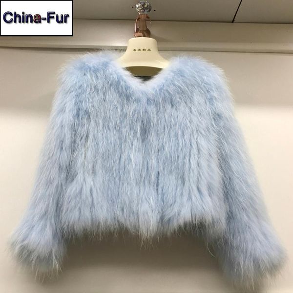 

женщины подлинная вязаная real raccoon шуба леди осень зима реальный природные енота норки повседневный шинель, Black