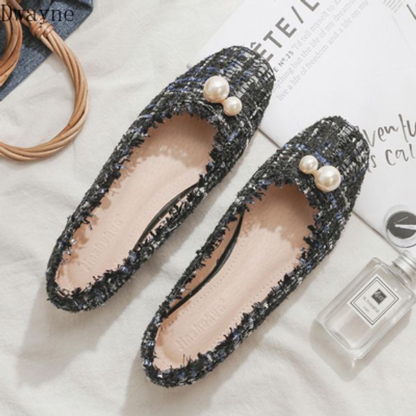 

2020 autumn new square head fairy gentle flat shallow mouth small fragrance wind single shoes peas shoes women scoop, Black