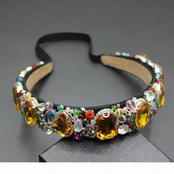

o fashion gem beads vintage women flower baroque good quality hairband luxury crystal gem headband bridal jewelry 609 s918, Slivery;golden