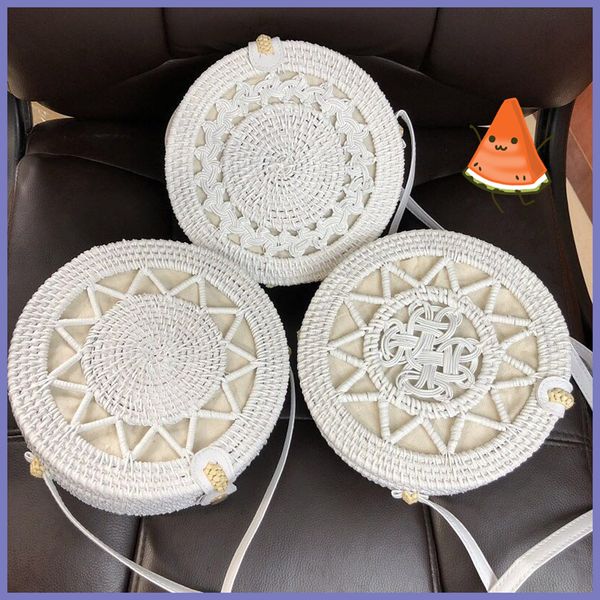 

designer bagnew white round rattan bags for women luxury designer handbags bali vintage handmade woven straw bag beach crossbody women bags