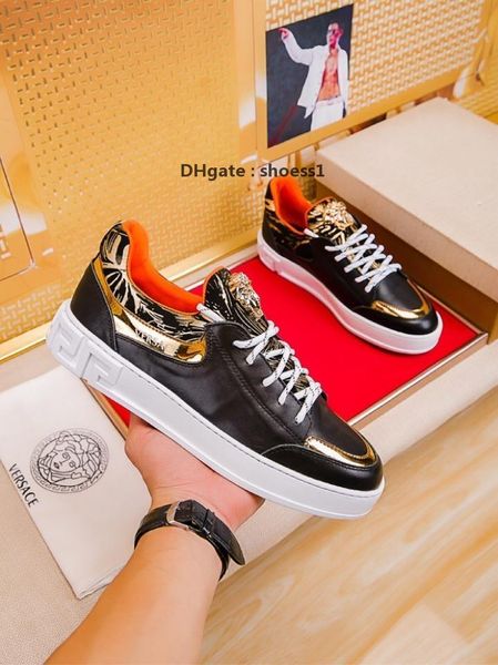 

2021-2020e limited edition leather print embroidery stitching men 's low -lace -up casual shoes ,high -quality fashionable wild sp, Black