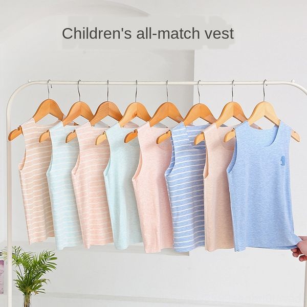 

children's seamless underwear vest thin casual cut boys and girls baby modal underwear children's sleeveless vest, Blue