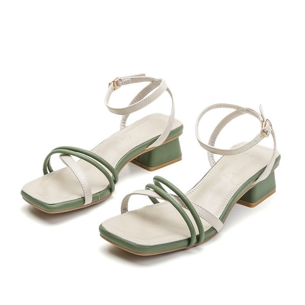 

korean designer fashion women sandals pu leather summer shoes ladies square toe low heels pumps sandalias zapatos de mujer lu23 cs08, Black