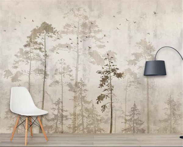 beibehang пользовательские фото обои черно-белые дрова природа ландшафт стены росписи гостиная диван телевизор фона 3d обои