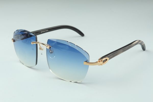 

direct sales high-end cutting lens sunglasses 4189706-a black textured natural buffalo horn sticks, size: 58-18-140 mm, White;black
