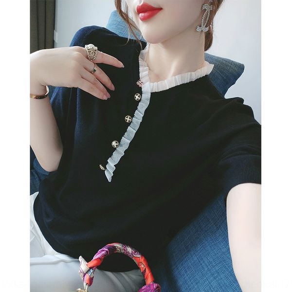 

сладкие молодые топ трикотаж фея женственные сетки металлической пряжки 2020 новых трикотажное все-матч сверху, White