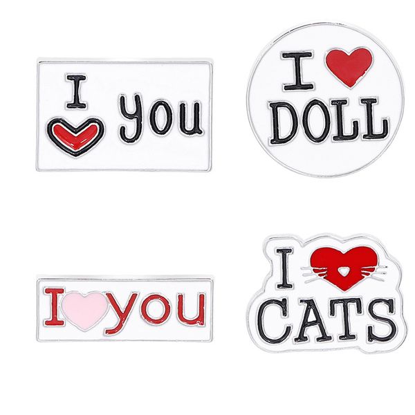 

i love you valentine's day romantic cartoon letter enamel brooch pins fashion creativity dripping-oil badge gift for girlfriend, Gray