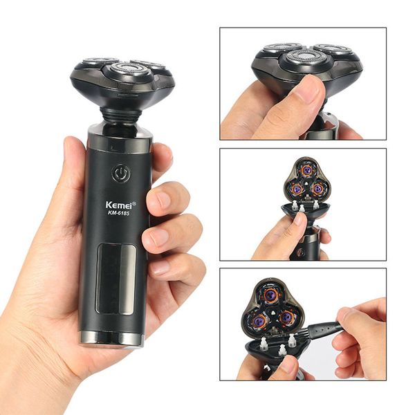 

2016 kemei 6185 usb аккумуляторная бритва beard бритва моющийся тройной клинок 3d floating электрические бритвы бритвы lcd men face beard tr