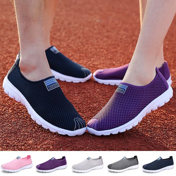 

men women sneakers casual mesh breathable walking shoes comfortable slip-on jogging shoes