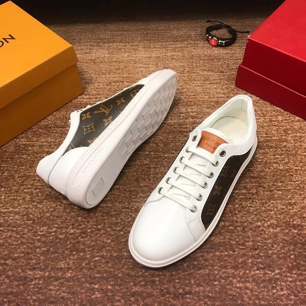 

2020y luxury design leather letter low-lace-up casual men's shoes, fashionable wild outdoor sports shoes, size: 38-451, Black
