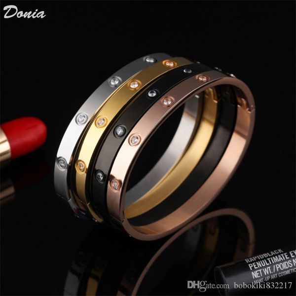 

donia jewelry card four-color electroplating exaggerated luxury micro inlaid zircon european and american fashion adjustable titanium steel, Black