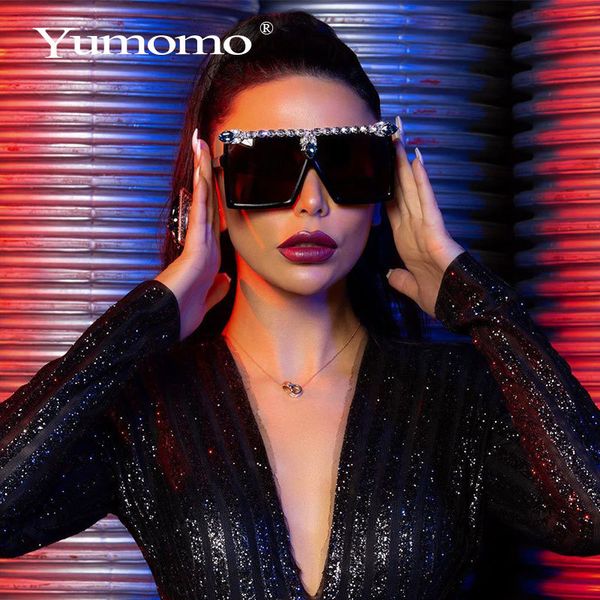 

oversized tone woman diamond black fashion rhinestone square large frame sunglasses vintage retro glasses, White;black