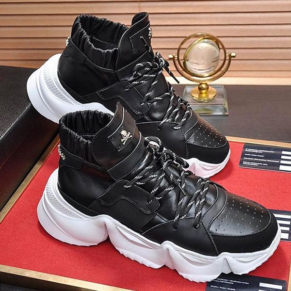 

high sneakers monster 0 .2 mens luxury shoes lace -up comfortable autumn and winter plus size men shoes soft footwears, Black