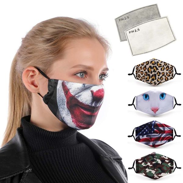 

designer face masks fashionable reusable protective pm2.5 filter paper printing mask dust mask windproof mask 200, Silver