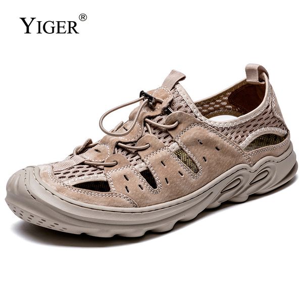 

yiger men's sandals beach shoes cool summer sandals anti-collision toe non-slip sole man casual, Black