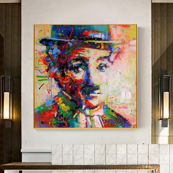 

famous comedy actor chaplin oil paintings on canvas cuadros posters and prints wall art pictures for living room decor