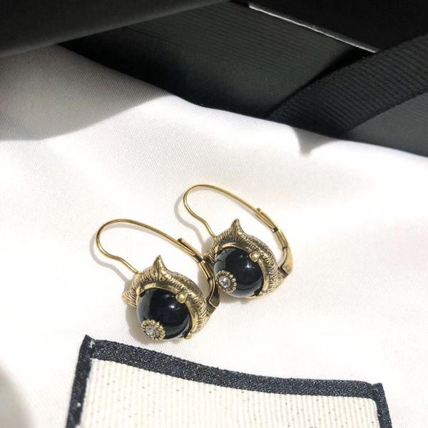 

New retro leopard head single diamond fashion personality designer earrings luxury designer jewelry women earrings
