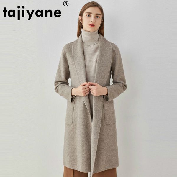 

tajiyane 100% wool women coat autumn winter long woolen jacket elegant coats and jackets woman clothes female 9c59580090 wpy583, Black