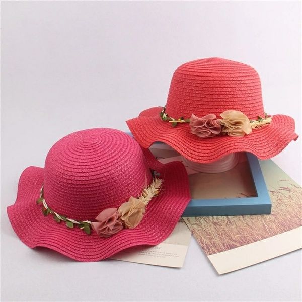 

korean style beach sunshade baby girl dome bucket bucket straw fisherman girl wavy fisherman hat children's straw hat, Yellow