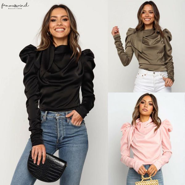 

new 2020 fashion women satin blouses bow neck long sleeve elegant blouse office lady shirts female blusas s xl, White