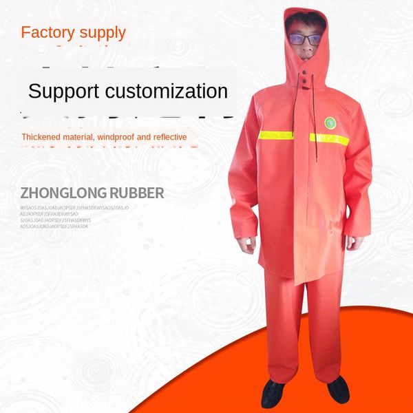 

65 silk orange pvc tunnel clothing breeding pants suit split raincoat straps double raincoat and rain pants suit