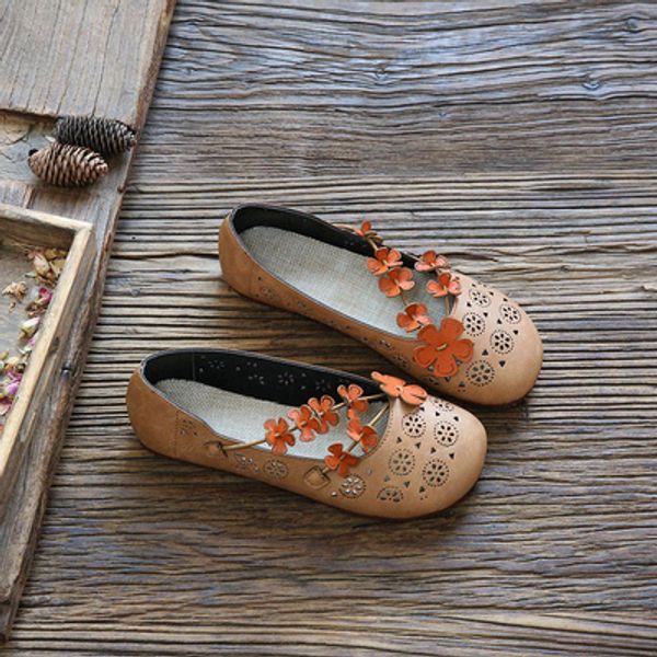 

2020 mori women's literature and art retro zen hollow baotou flats summer handmade petal cotton breathable foot shoes, Black