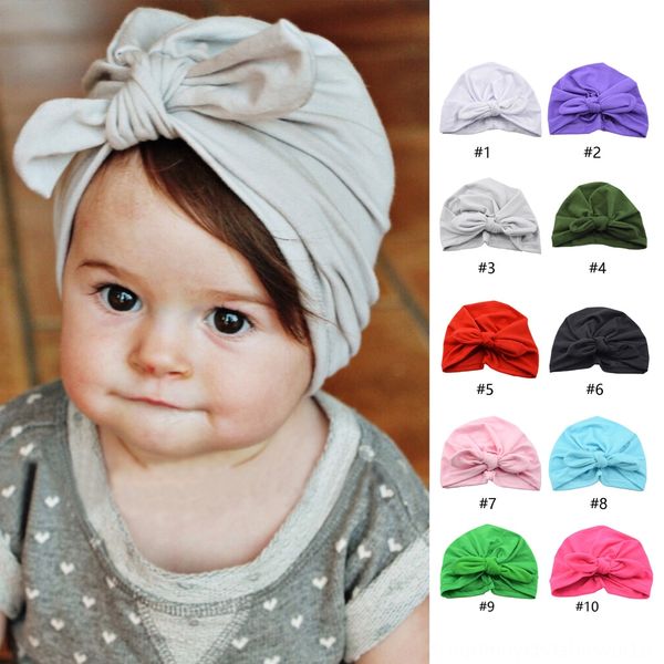 

children's knot indian pullover tu hat baby's bow pullover hat ins baby rabbit ear head cap, Yellow