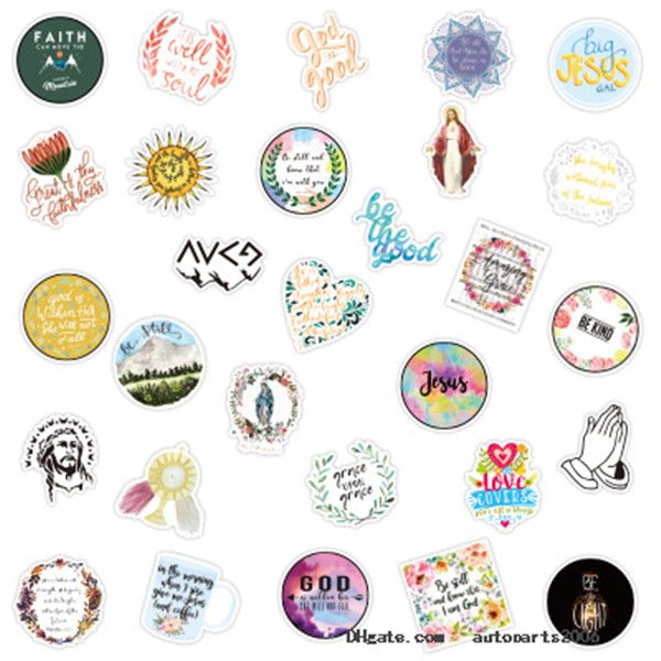 

50pcs jesus love me bless pray christian stickers pack car bike luggage sticker lapskateboard motor water bottle vinyl decals bulk