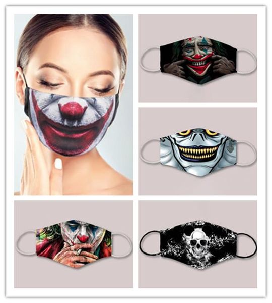 

new fashion designer joker skeleton 3d printed face masks for adults and kids cosply holloween party accessory mouth cover washable reusable