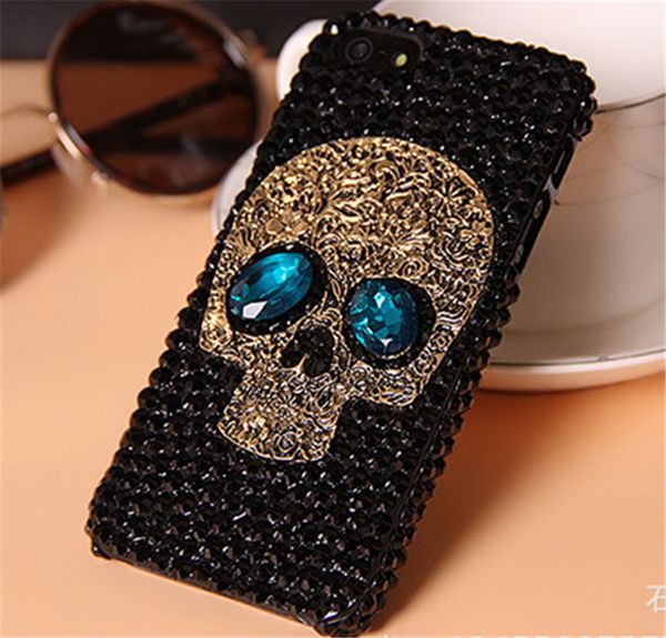 

skull mobile phone case with diamond cases for iphone 11 pro max xs xr 8 7 6 plus matte anti-fall shockproof