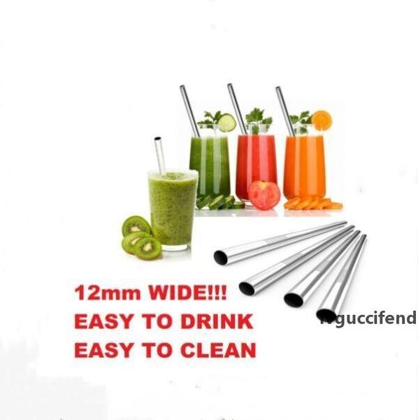 

reuseable straw 215*12mm stainless steel party drinking straws extra wide silver metal straws for pearl milk tea ing