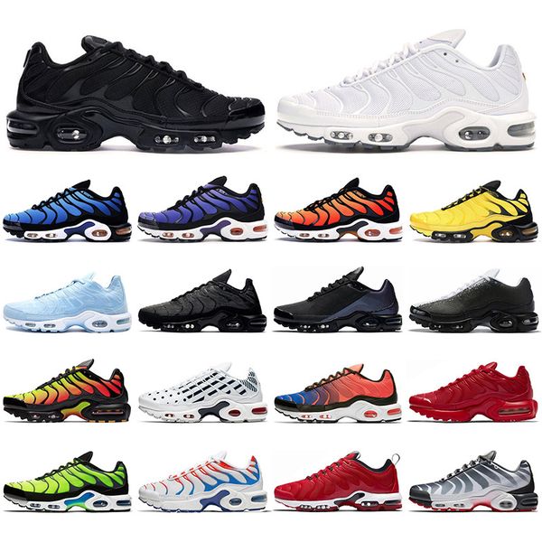 

tn running shoes for men women triple black white hyper blue spray paint unite totale psychic blue good quality sports sneakers mens trainer
