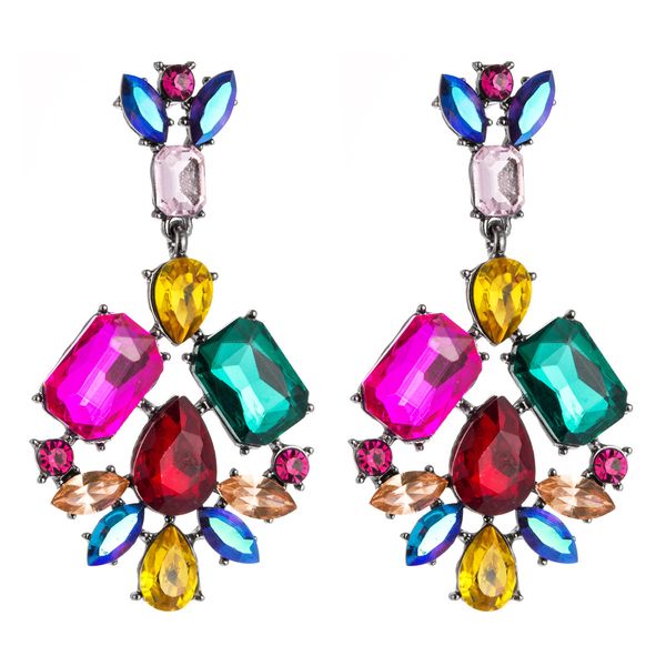 

exaggerated fashion alloy diamond acrylic earrings women's eye-catching full diamond earring, Golden