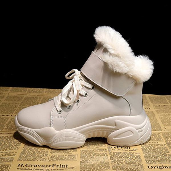 

women's platform snow boots 2020 new winter plus velvet warm casual cotton boots fashion trend a1-14, Black