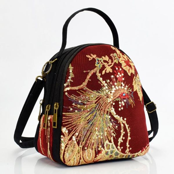 

sequins ethnic handbag wind canvas embroidery shoulder bag crossbody bag watermelon fashion portable diagonal messenger
