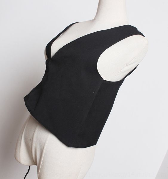 

japanese pioneer niche high-end noble brand shoulder irregular cut belt vest vest female waist seal, Black;brown