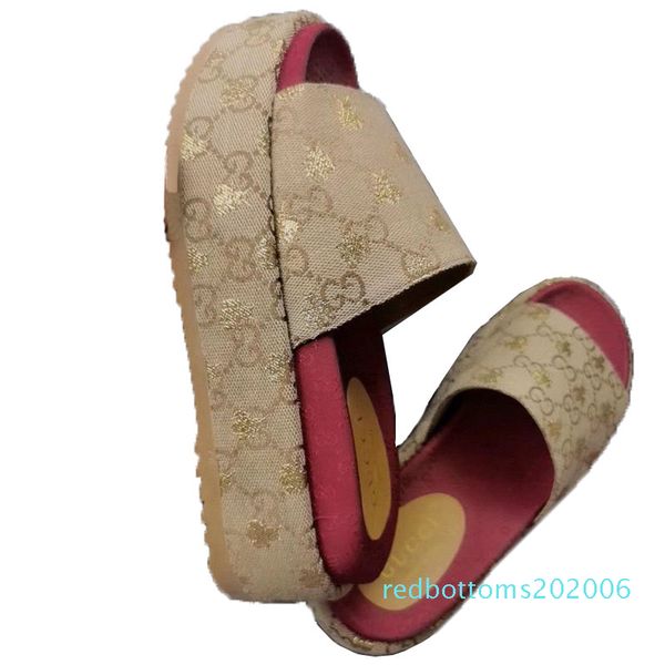 

2020 women designer platform sandal slides shoes embroidery printed surface fashion platform slipper 19 colors beach sandals4 r06, Black