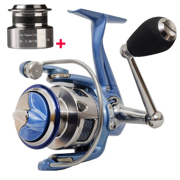 

2020 double metal spools fishing reel 12+1bbs spinning fshing reels metal spare spool 5.2:1 spinning jigging reel