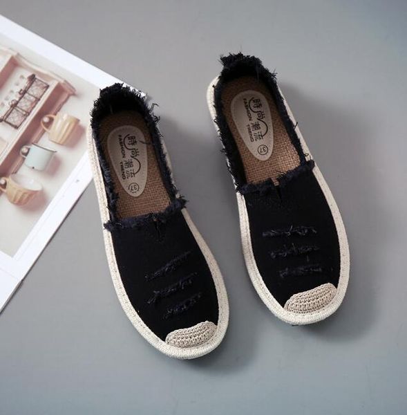 

women flats shoes slip on casual ladies canvas shoes lazy loafers breathable female espadrilles 2020 spring autumn footwear new, Black