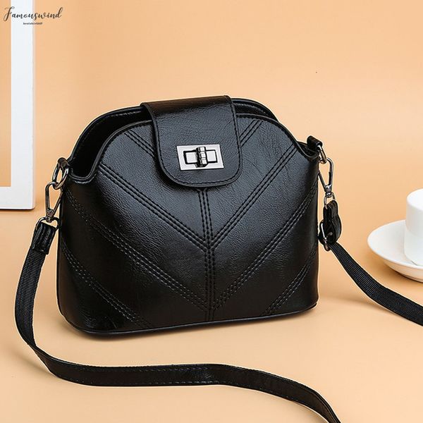 

fashion leather plaid pattern handbag solid color lock shoulder bag big capacity messenger bag mobile phone bag