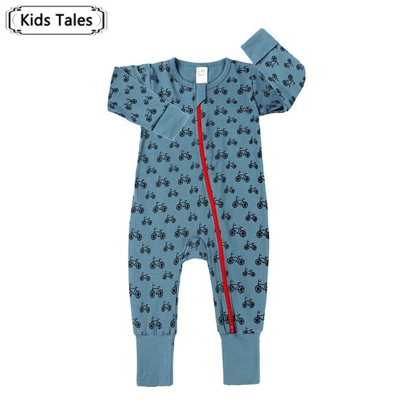 

baby boy clothes spring newborn baby print warm romper bicycle costume sr486, Blue