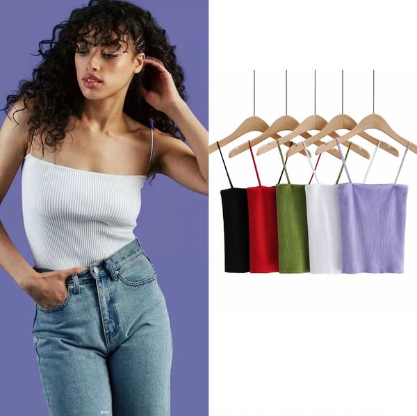 

2020 wind ins fashion flat knit plastering chest sleeveless solid bra jacket color camisole short inside jacket female, Camo