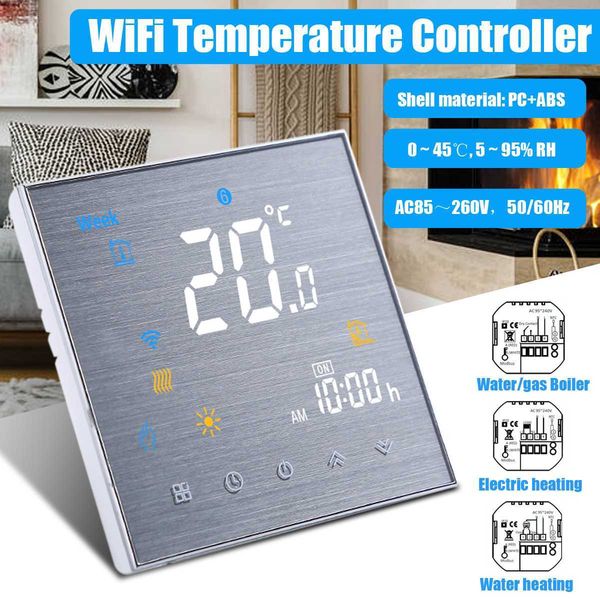 

wifi smart thermostat temperature controller for water/electric floor heating/gas boiler work with alexa google home
