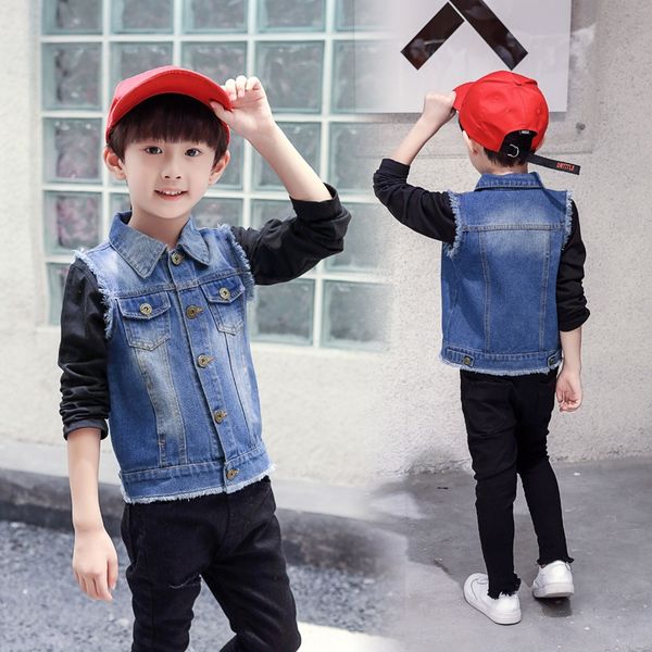 

uuadp 2020 autumn new boys' medium and large children's denim vest korean style fashion all-match trendy vest clothing clothing tr, Camo