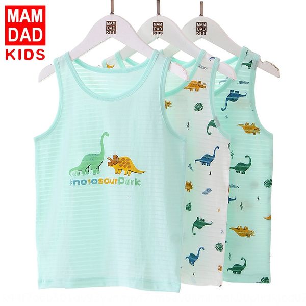 

children's bamboo cotton 3-piece summer boy girl baby vest boy hurdle vest, Blue